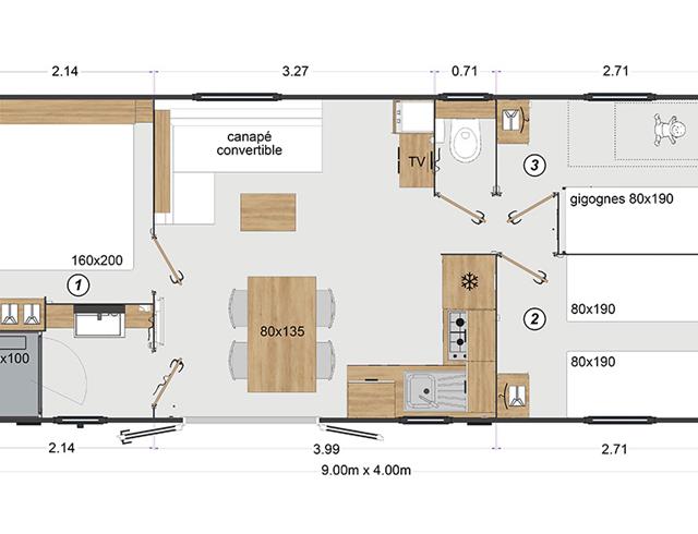 MOBIL HOME PREMIUM VUE MER 3 Chambres PLOMODIERN  SAINT NIC PENTREZ