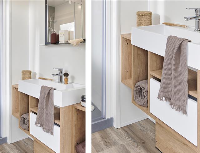 salle de bain MOBIL HOME PREMIUM VUE MER 3 Chambres PLOMODIERN  SAINT NIC PENTREZ